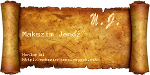 Makszim Jenő névjegykártya
